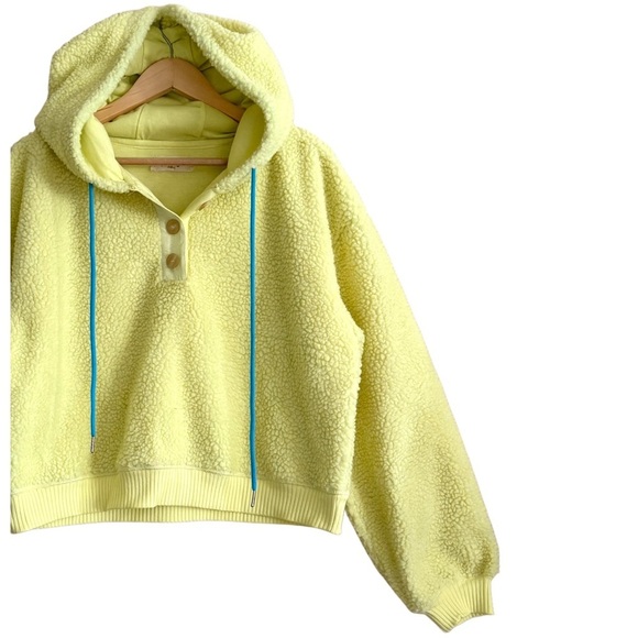 ANTHROPOLOGIE Porridge Vibrant Cozy Boxy Casual Sherpa Fleece Hoodie Size M - Picture 7 of 13